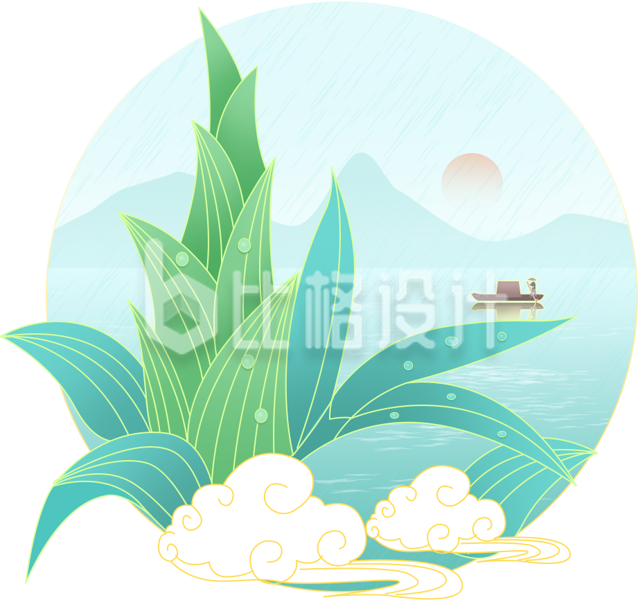 竹子风景手绘