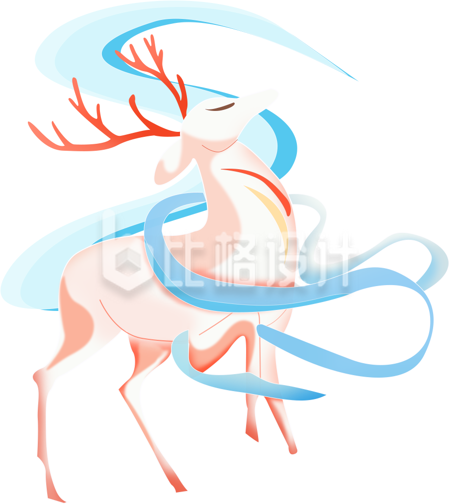梅花鹿手绘插画