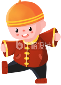 可爱的小男孩手绘插画