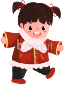 可爱的小女孩手绘插画