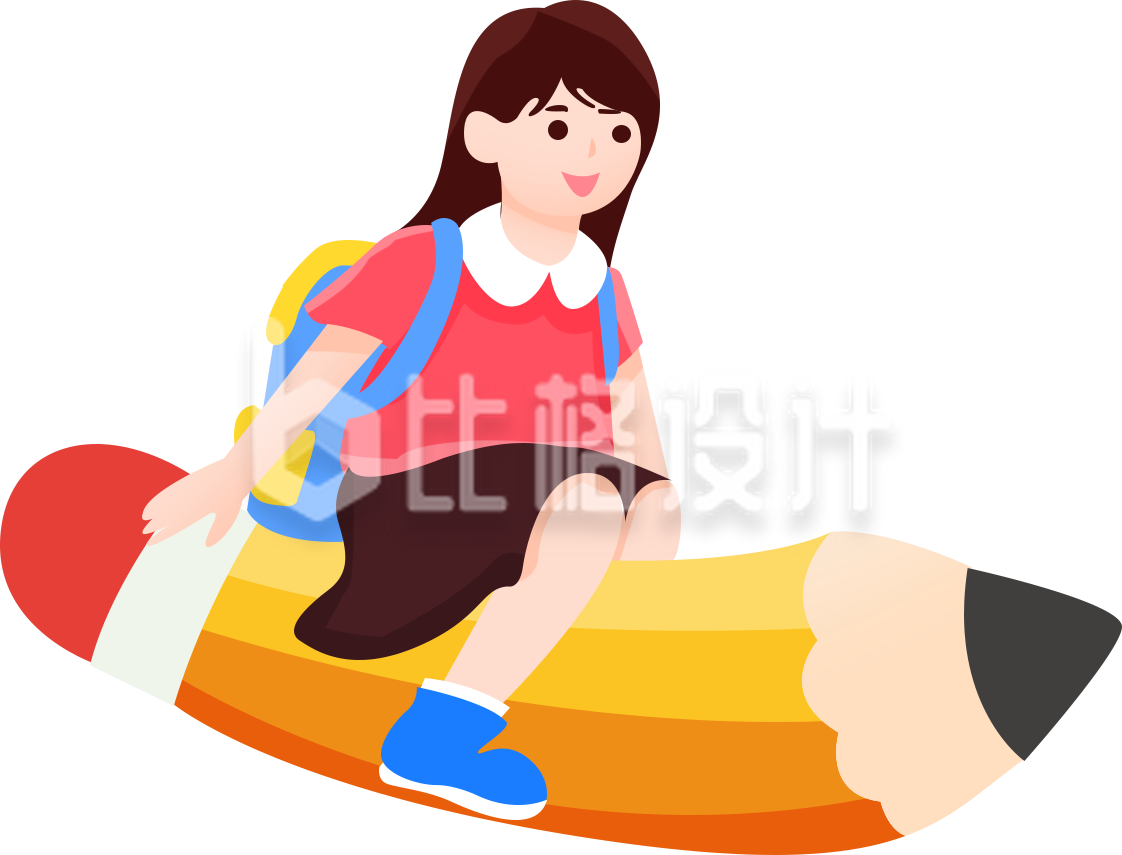 可爱小女孩谢谢手绘插画