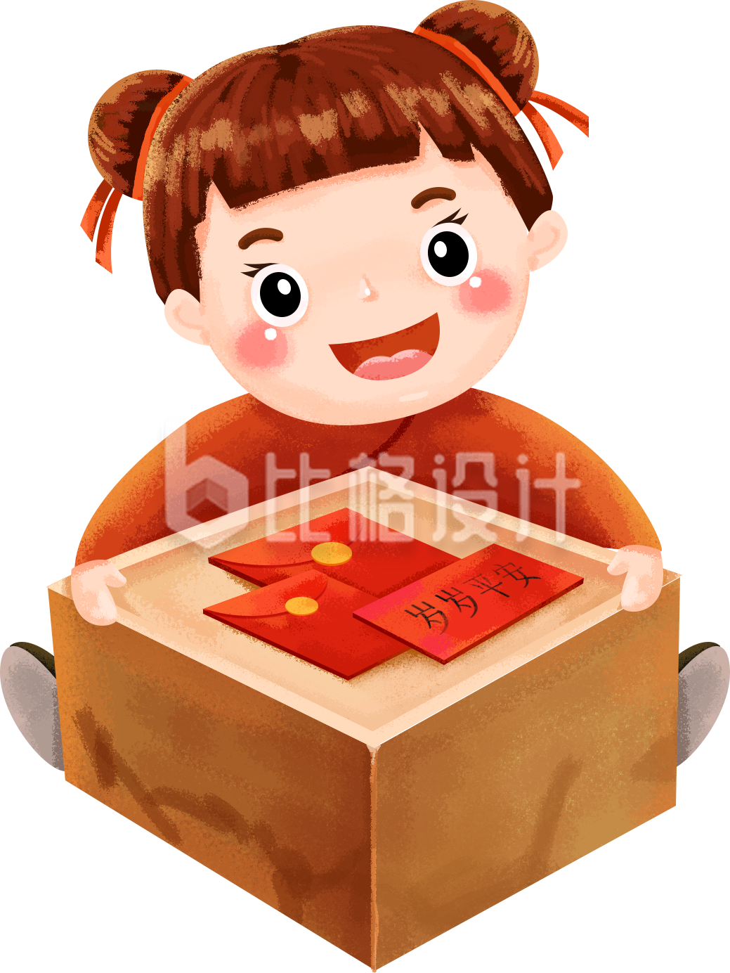 可爱小姑娘趣味手绘插画