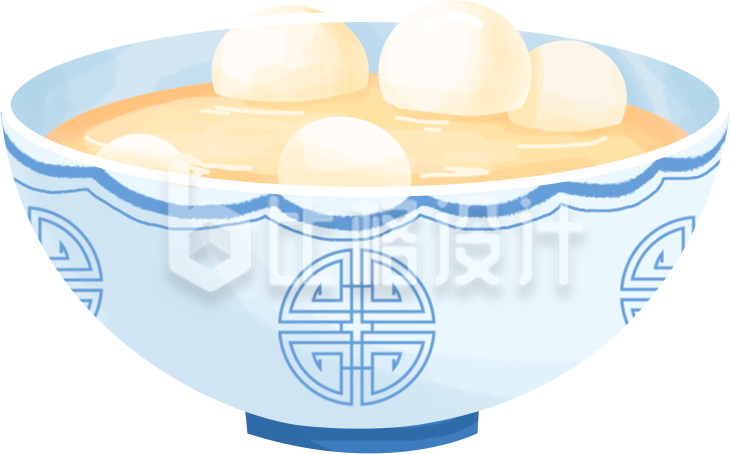 汤圆手绘美食插画