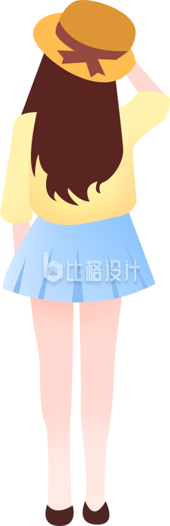 可爱的小女孩背影手绘