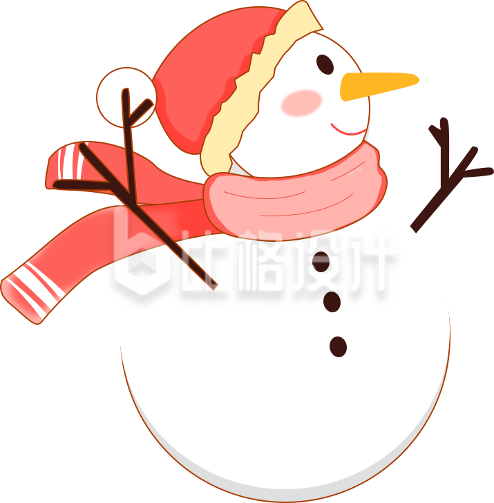 可爱的雪人手绘插画