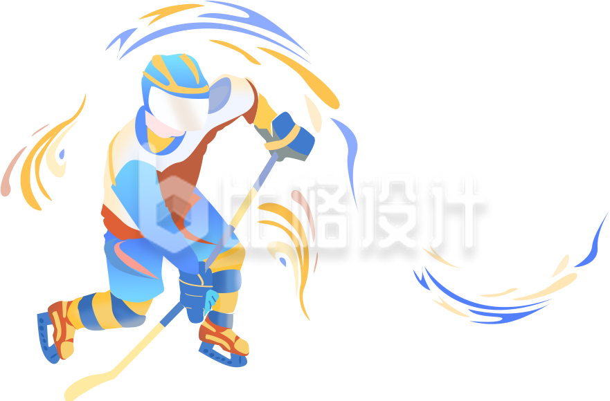 滑雪运动比赛体育手绘