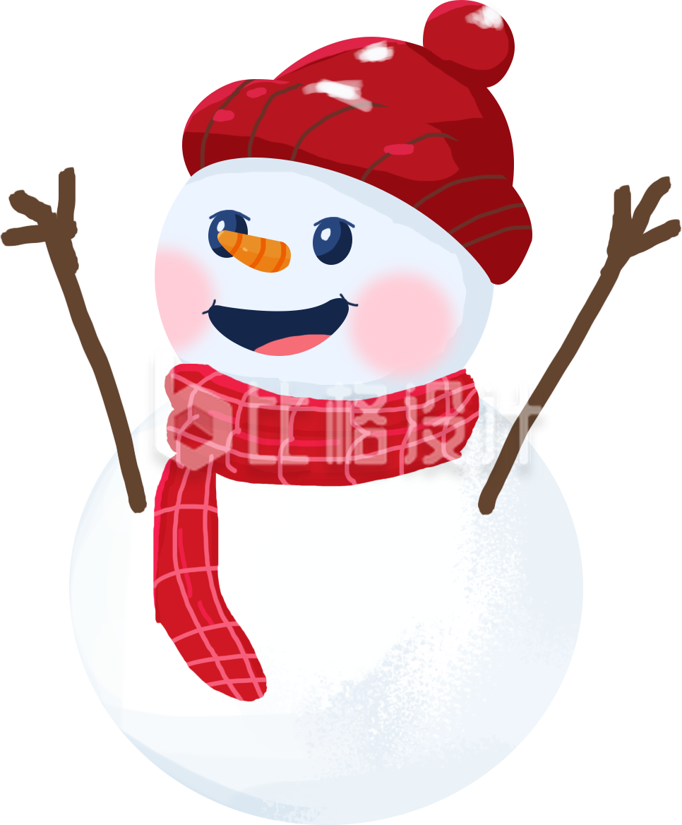 可爱雪人手绘插画