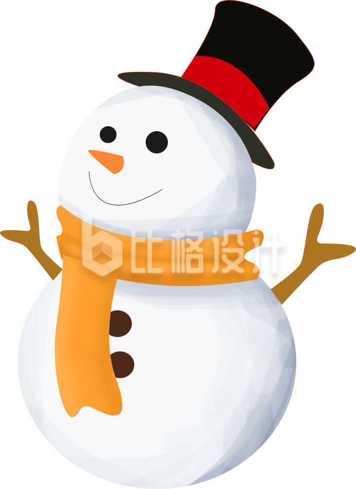 手绘插画雪人