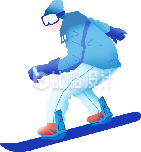 滑雪手绘插画