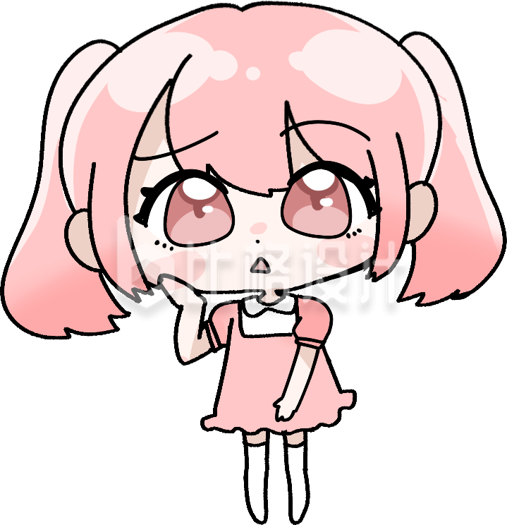 疑惑不解的小女孩手绘插画趣味