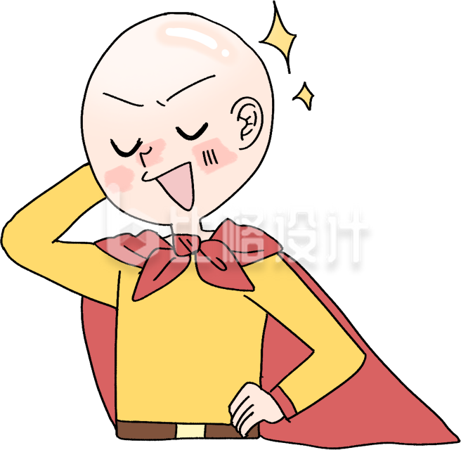 光头超人趣味手绘插画可爱