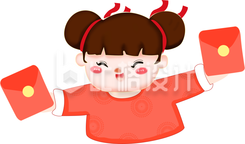 拜年的小女孩手绘
