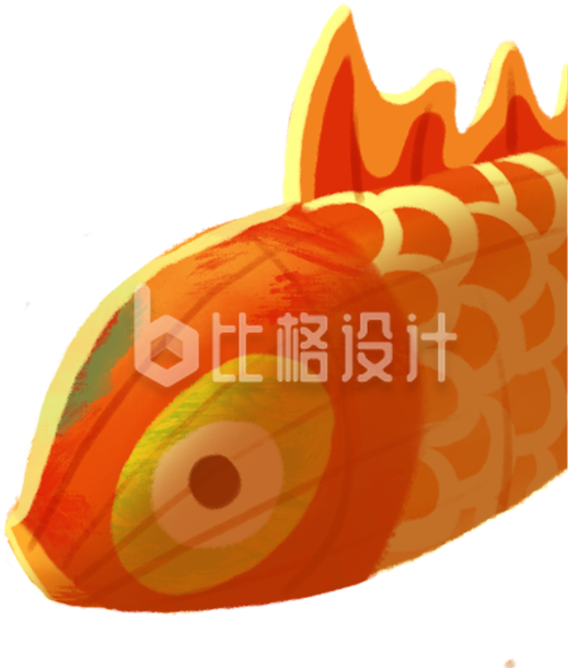 手绘卡通锦鲤插画
