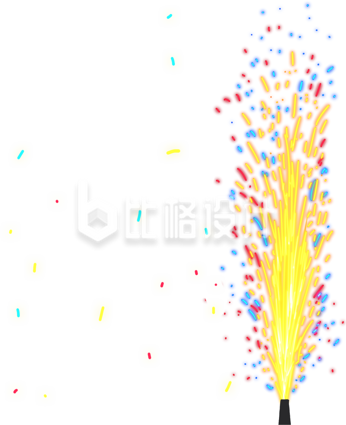 手绘卡通放烟花插画