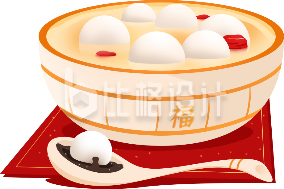 元宵节汤圆手绘美食