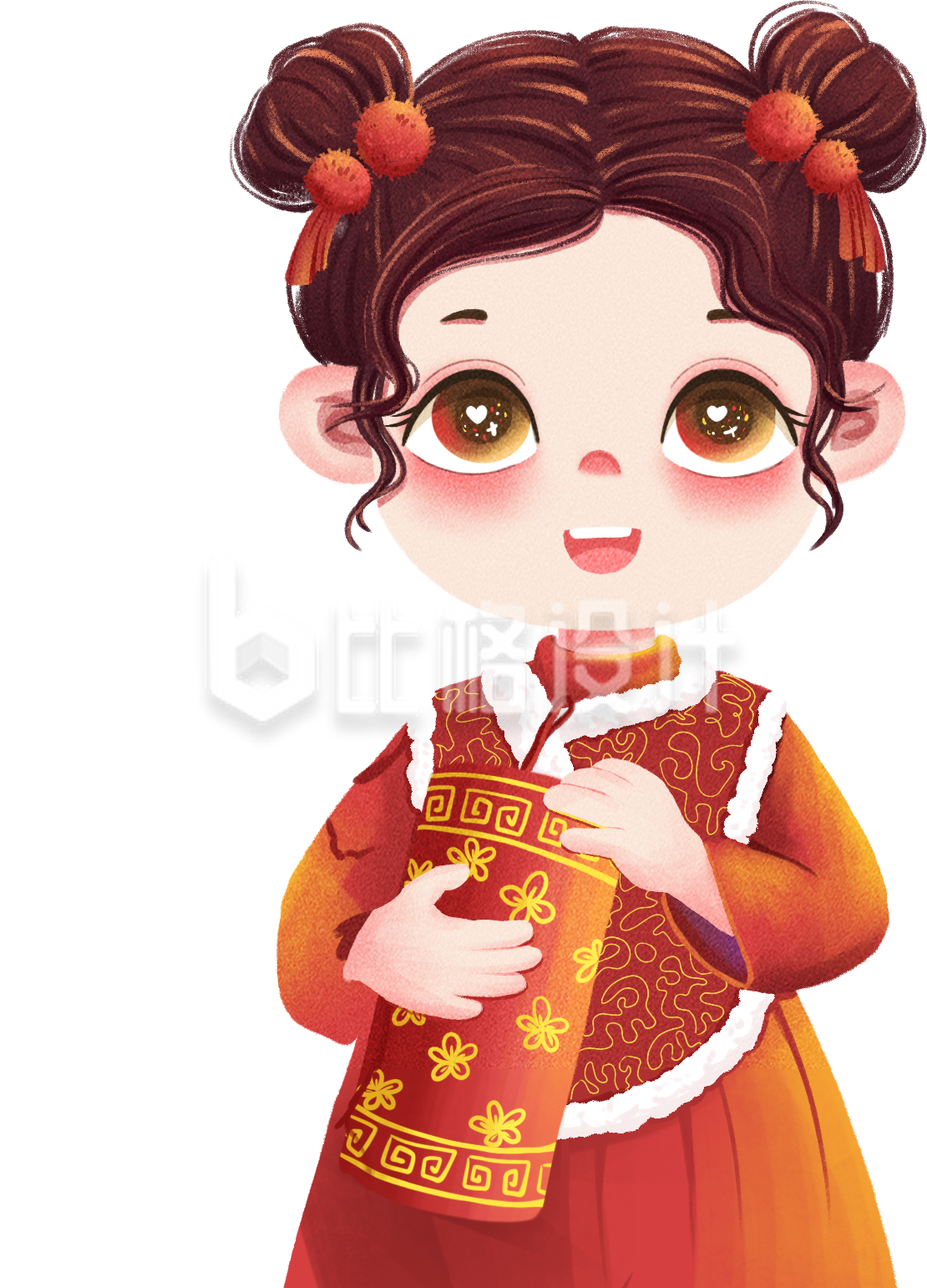 可爱新年喜庆春节爆竹女孩