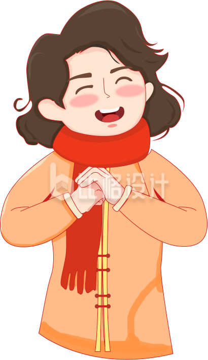 可爱插画喜庆手绘小女孩