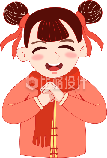 可爱插画喜庆手绘小女孩