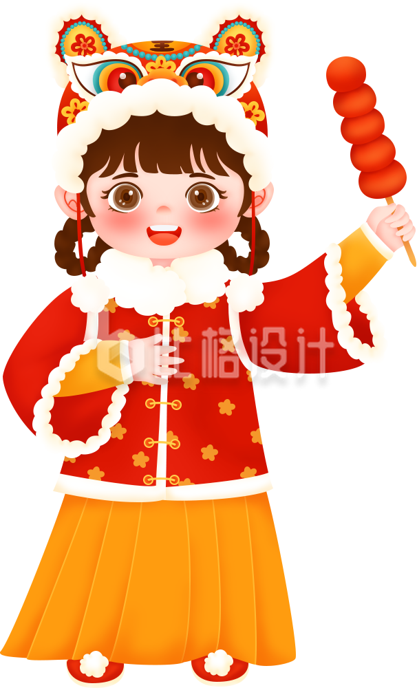 可爱女孩拿礼物新年春节