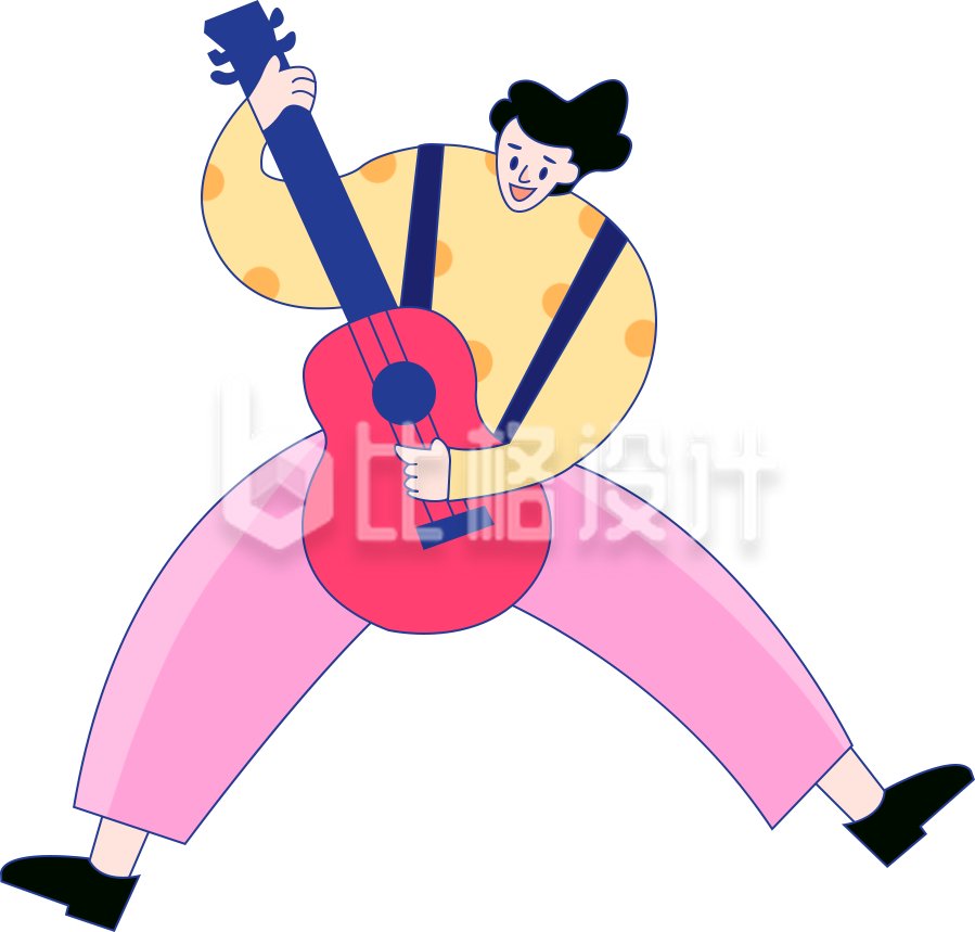 音乐狂欢小男孩手绘插画