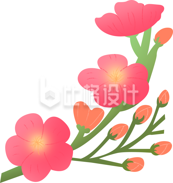 粉色小花手绘插画美丽