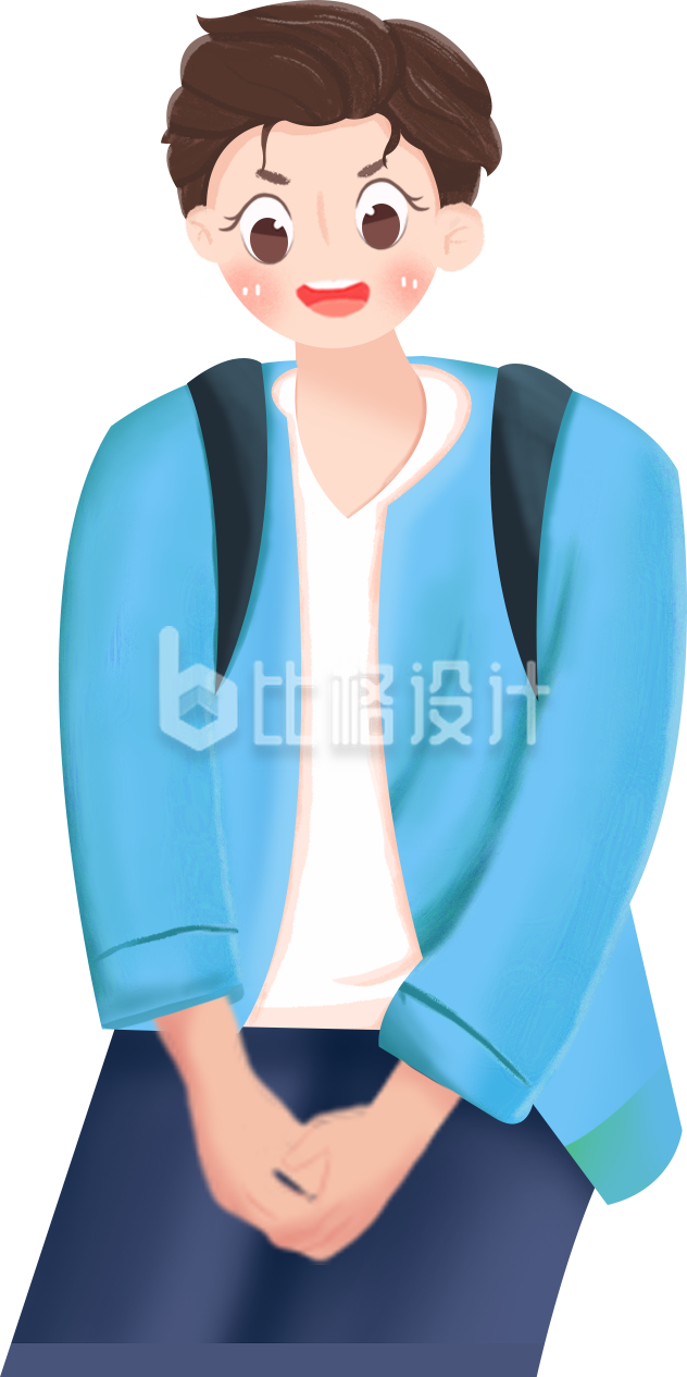 可爱的小男孩手绘插画趣味