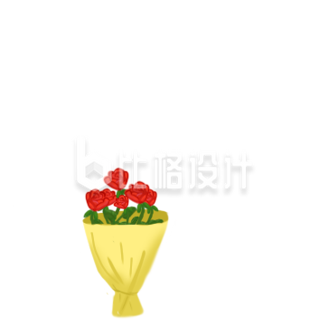 玫瑰花手绘爱情插画
