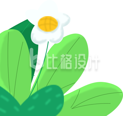 绿叶白花自然绿植插画