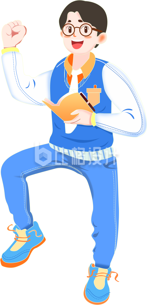小男孩手绘趣味插画