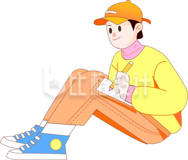可爱小男孩手绘插画趣味