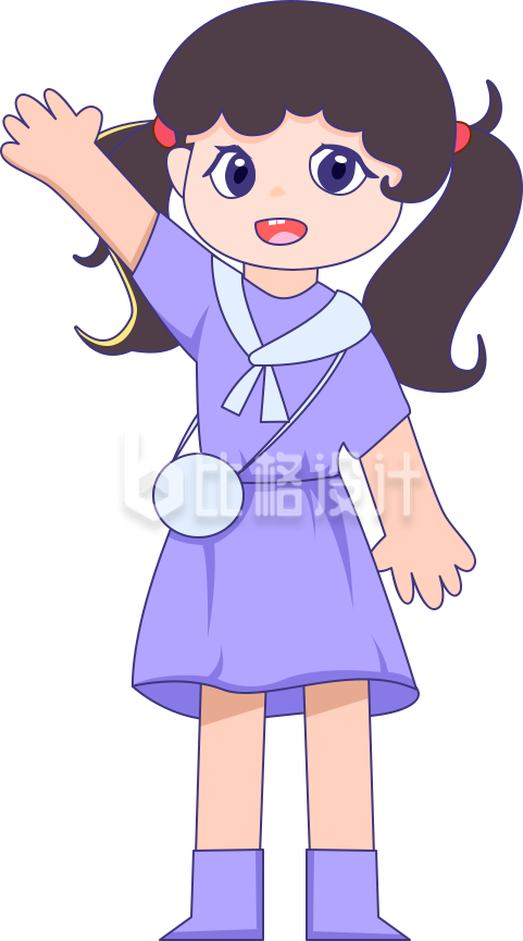 可爱手绘小女孩手绘插画趣味