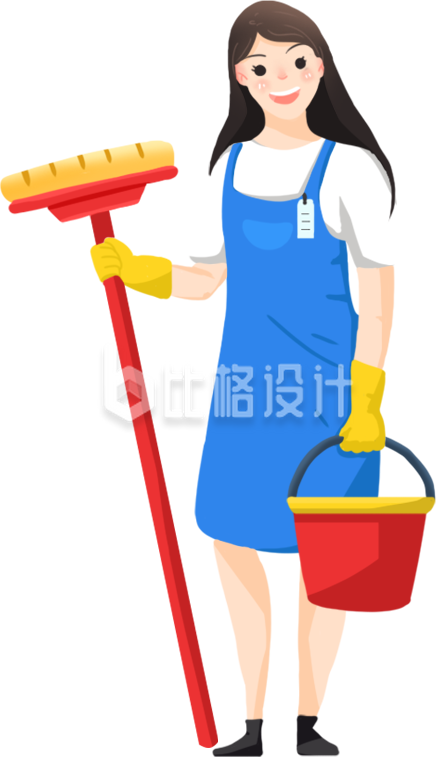 打扫卫生清洁手绘插画趣味
