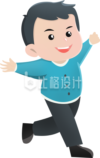 可爱小男孩手绘插画趣味