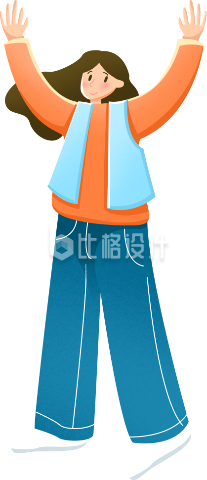 可爱小女孩手绘插画趣味