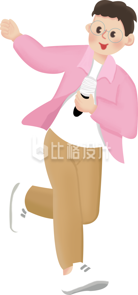 小男孩手绘趣味插画