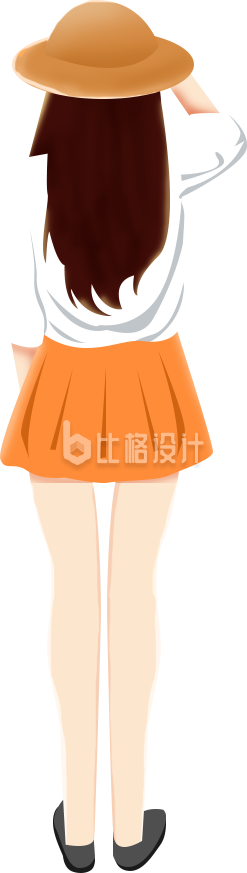 漂亮小姐姐背影手绘插画趣味