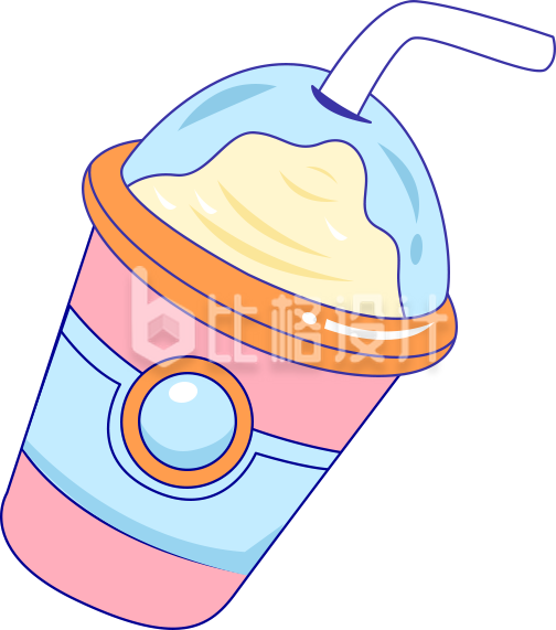 奶昔手绘奶茶插画趣味