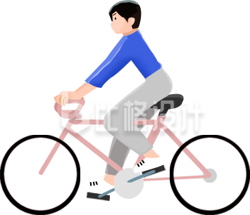 自行车小男孩手绘趣味