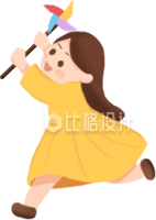 可爱小女孩趣味手绘插画