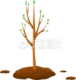 树枝手绘趣味插画