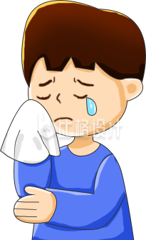 哭泣小男孩手绘趣味