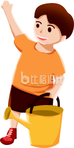 可爱的小男孩趣味手绘插画