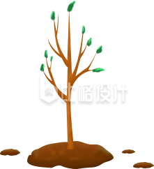 树枝趣味手绘插画