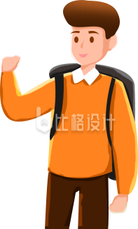 可爱背书包的小男孩