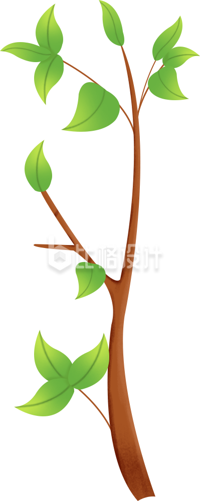 树枝手绘插画趣味