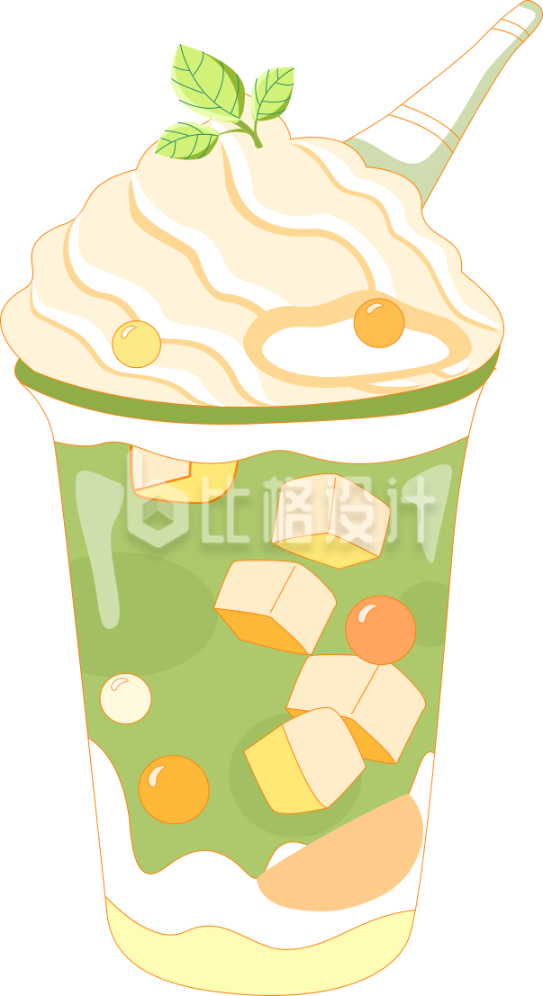 奶茶奶昔手绘插画趣味
