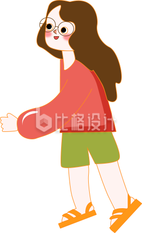 可爱小女孩手绘插画趣味