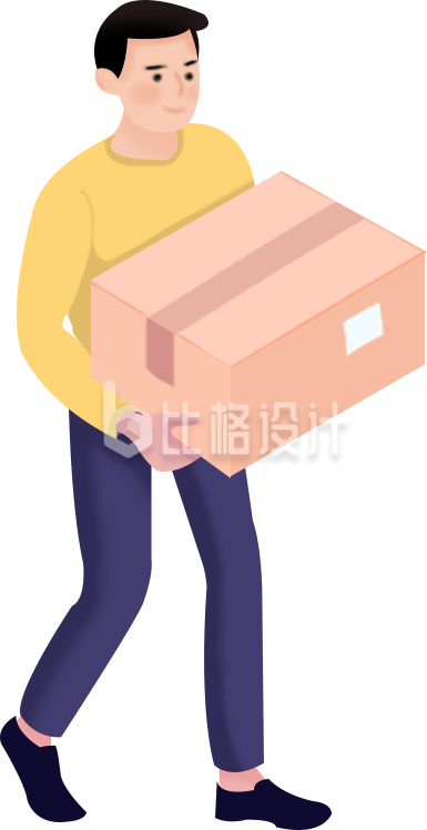 搬家男孩手绘插画