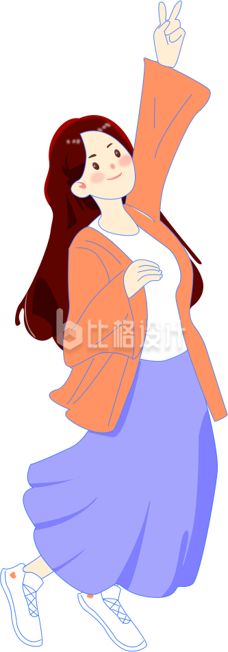 可爱小女孩手绘插画趣味