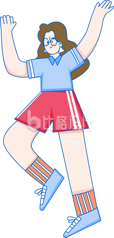 手舞足蹈小女孩手绘